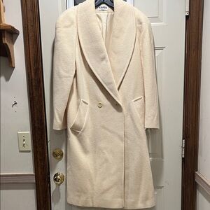 Karen Women's Elegant Cream Pea Coat 100% wool